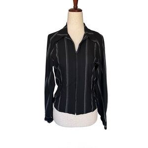 Vintage 90s Betsey Johnson Black & White Striped Jacket Top Small